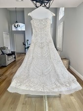 Beaded Embroidered Ball Gown Wedding Dress with Train