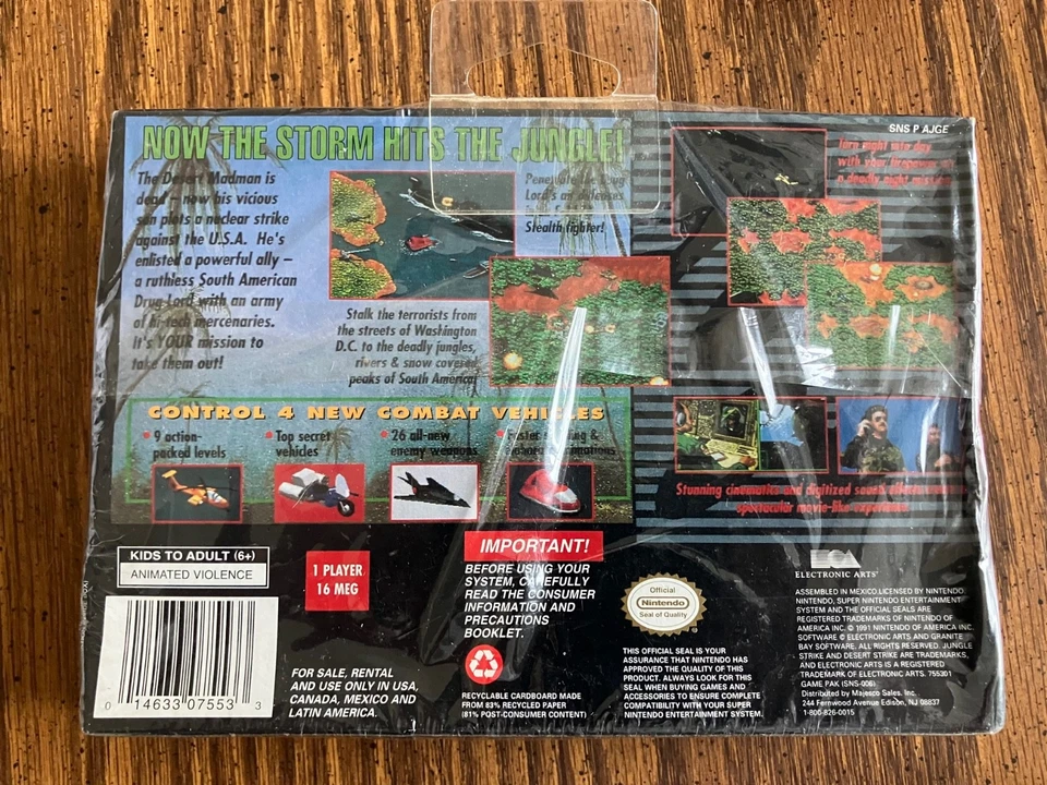 FACTORYSEALED-Nintendo-SNES-Jungle Strike-Sequel to Desert Strike-1993-UNPLAYED  - Image 2 of 4