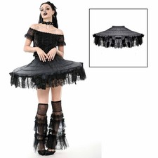 DARK IN LOVE Gothic Teller-Reifrock Schwarz Mini Kurz Rüschen Spitze VICTORIAN