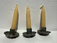 Mueller Metal Tin Christmas Tree Candle Holder Clips & Candle Lot of 3