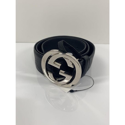 Used GUCCI◆Belt/Leather/BLK/Allover pattern/Men's/411924//