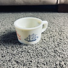 Old Spice Vintage Milk Glass Clipper Ship Shaving Mug Cup Shulton