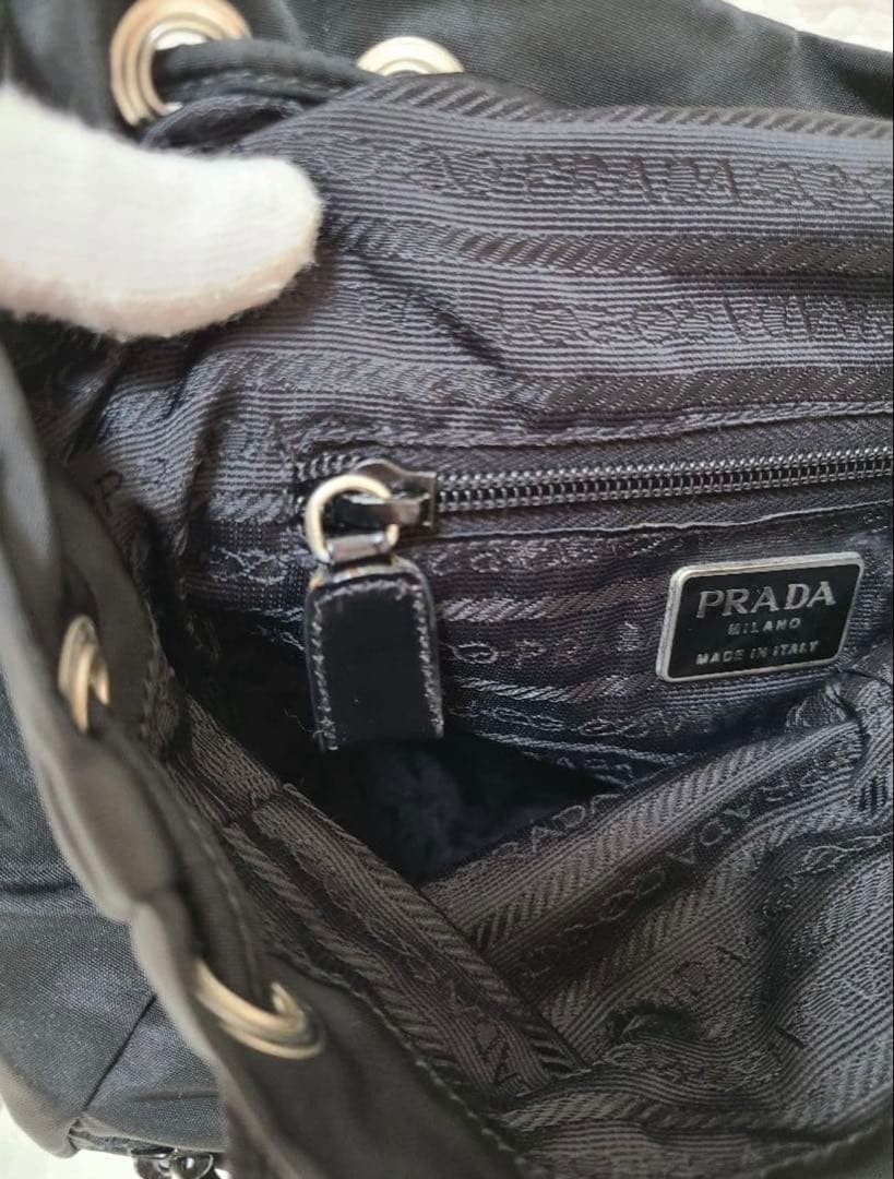 Vintage PRADA Nylon Mini Drawstring Backpack Black - image 6