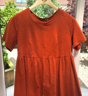   Handmade Rust Cotton Jersey Dress   Mid-Length