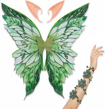 Fairy Wings Costume Set for Adults Women, Butterfly Wings with Elf Ears
