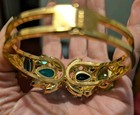 Vintage Green Shades Open Back Stones clamp bangle bracelet New Listing  — photo 3