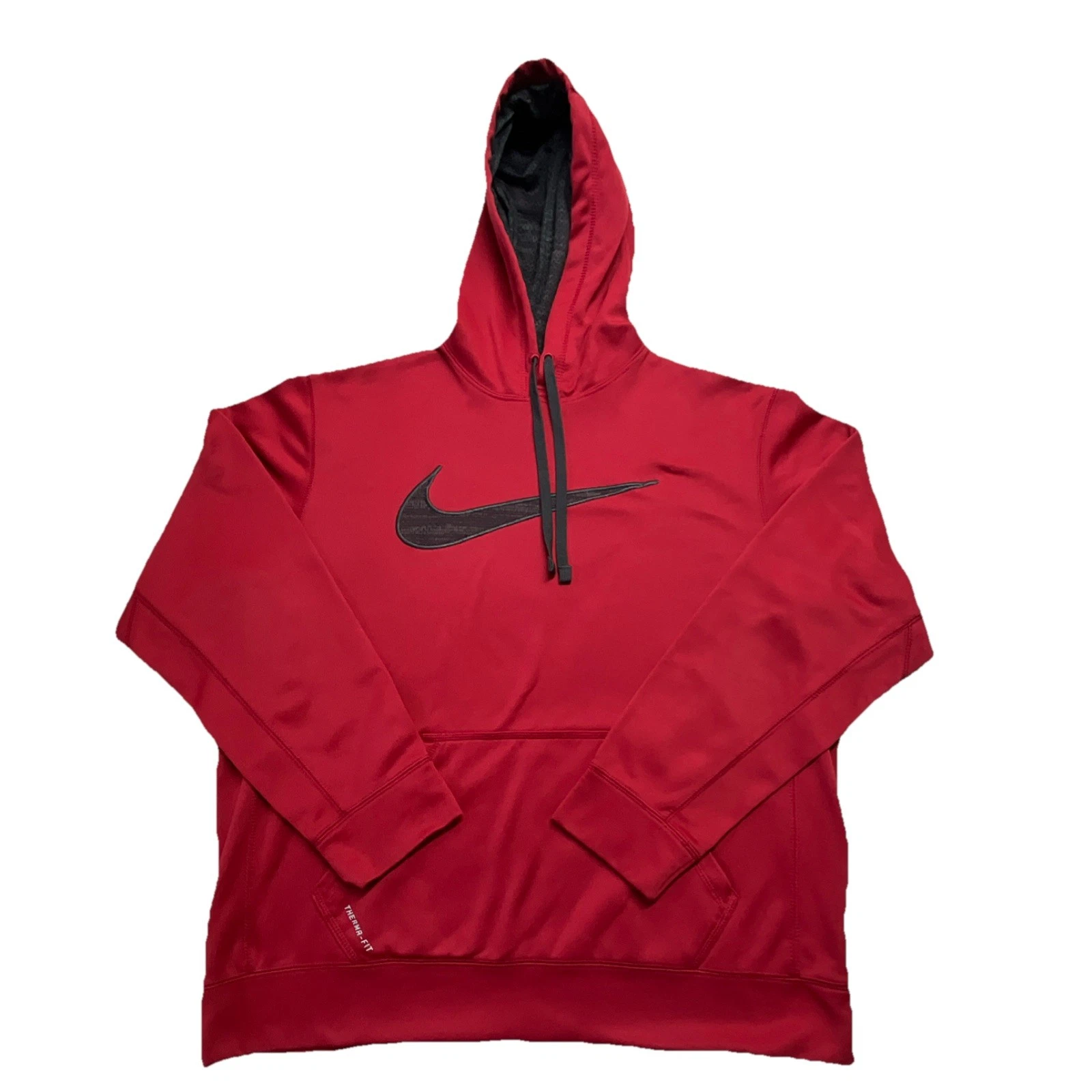 Nike Men's Therma-FIT Red Pullover Hoodie Fleece Long Sleeve Pockets Size L