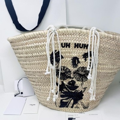 CELINE Carlos Valencia Basket Bag Tote Shoulder Bag Raffia W11''×H11.8''×D6.3'' JP