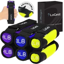 LoGest Soft Hand Weights with Adjustable Straps, Neoprene Dumbbells, Running