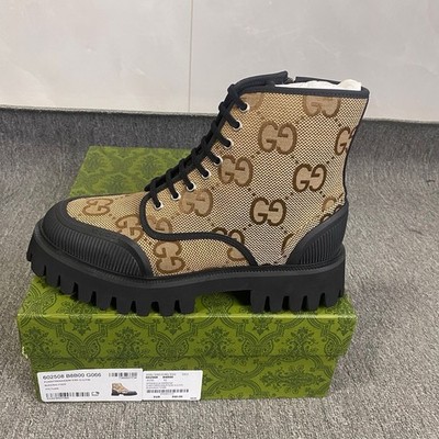 Gucci Lace Up Boot 'Maxi GG - Camel' Size US 9 EU 41 Men Authentic