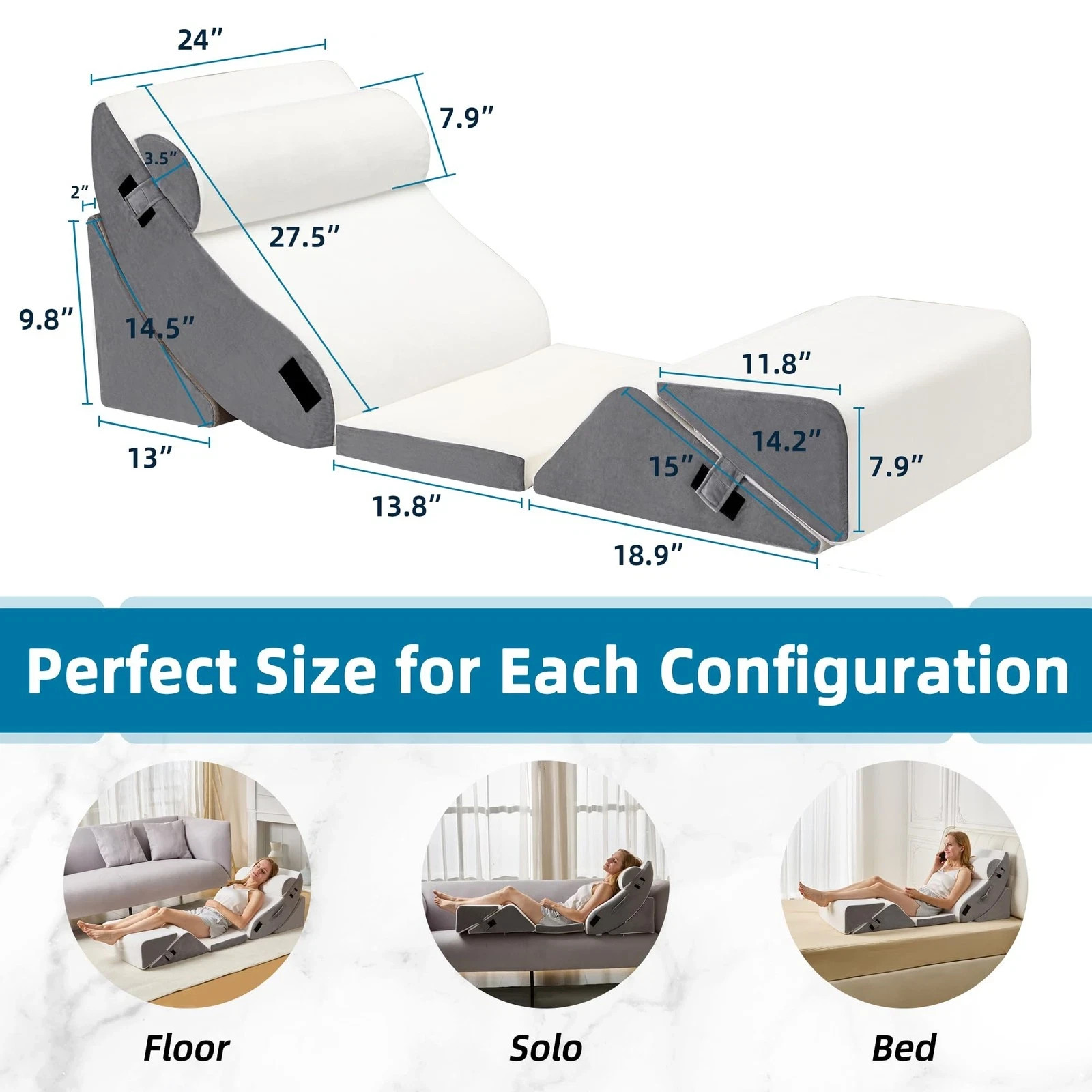 HABUTWAY 6Pcs Bed Wedge Pillow, Orthopedic Wedge Pillow for Sleeping with Memory