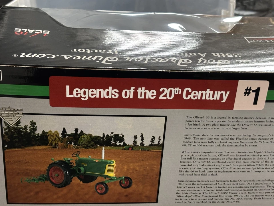 SPECCAST TOY TRACTOR TIMES 25TH ANNIV. OLIVER 66 W/SPRING TOOTH HARROW 1:16 NIB - Image 3 of 4