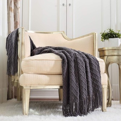 Knitted Decorative Throw Blanket for Couch Sofa Chair Bed Soft Breathable Lig...