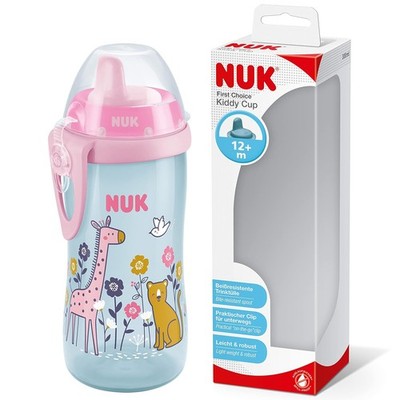 NUK Kiddy Cup Trinklernbecher 300ml Verstaerkt Mundstueck Pink 12Monate