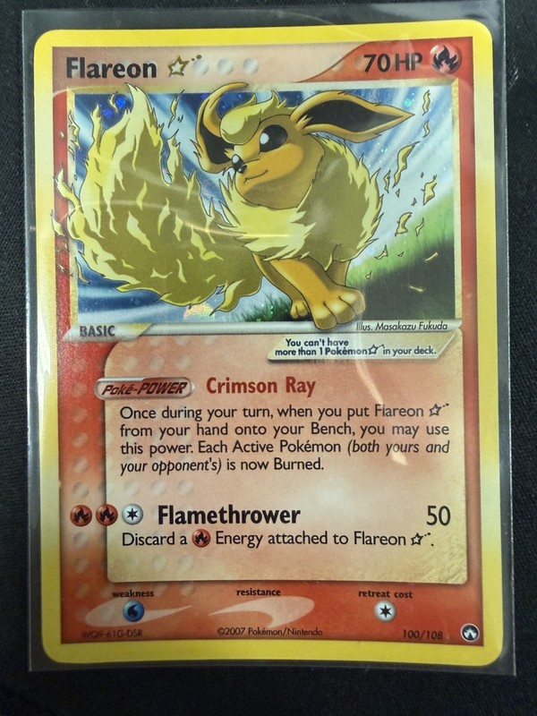 POKEMON FLAREON GOLD STAR POWER KEEPERS 100/108 HOLO CARD