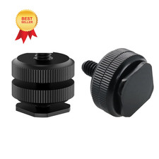 Camera Hot Shoe Mount 2 Pack to 1/4"-20 Tripod Screw Adapter 2 Pack, Black