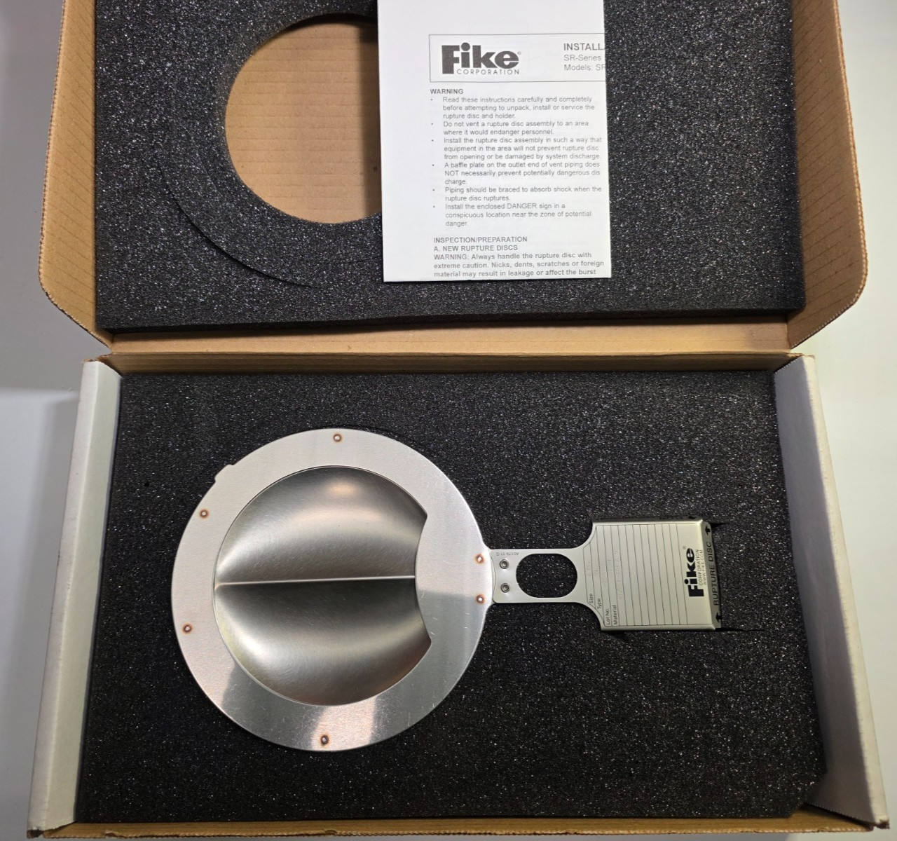 Fike SRL 4in Reverse Buckling Rupture Disc 40.53 PSIG 72F 316SS Nickel NOS