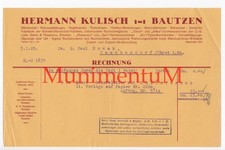 Bürobedarf Hermann Kulisch BAUTZEN - Rechnung Werbung 1925 für Briefblätter