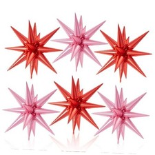 6PCS Pink Red Star Balloons, 22Inch Large Valentine's Day Star Foil Pink  Red