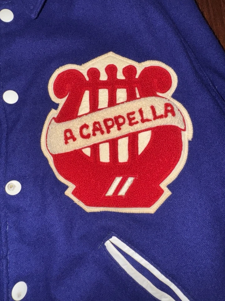 Chaqueta Universitaria Letterman Años 70’s Vintage Azul Real/Rojo Para Hombre Talla Mediana Foto 4 de 4