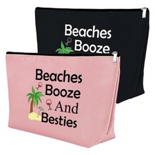 2Pcs Beach Gifts for Women Makeup Bag Beach Lover Gifts Funny Vacation Gift C...