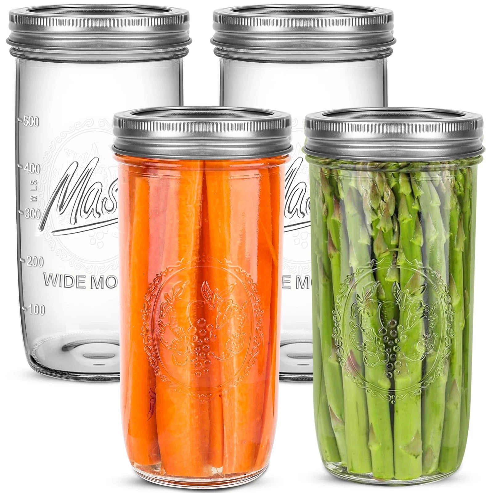 24oz Wide Mouth Mason Jars – 4 Pack Reusable Glass Mason Jars with Airtight L...
Opens in a new wind