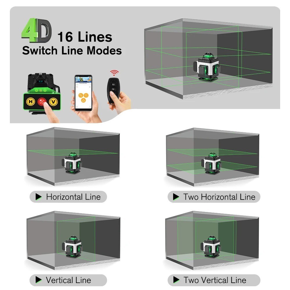 Laser 360 HGLINE 16 lignes projection verte de haute précision pilotable par smartphone