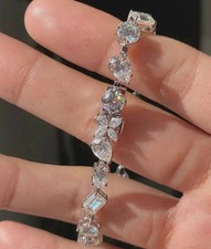 8CT Multi Cut White Moissanite Women's Tennis Bracelet 14k White Gold Plated