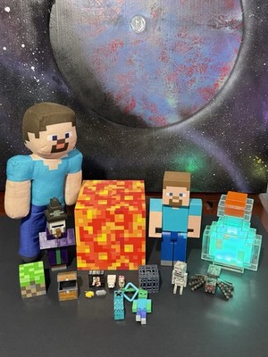Minecraft Toy Lot LED Potion Light Magma Cube Plush Steve Figures Minis Mojang