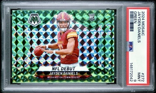 2024 PANINI MOSAIC #272 JAYDEN DANIELS GREEN RC PSA 10 GEM MINT — COMMANDERS