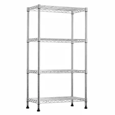 Metal Wire 4-Shelf Adjustable Shelving Unit in Chrome for Home, Kitchen, Office