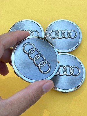 #ad Set of 4 Gray Audi Wheel Center Cap Chrome Logo 61 MM $26.86