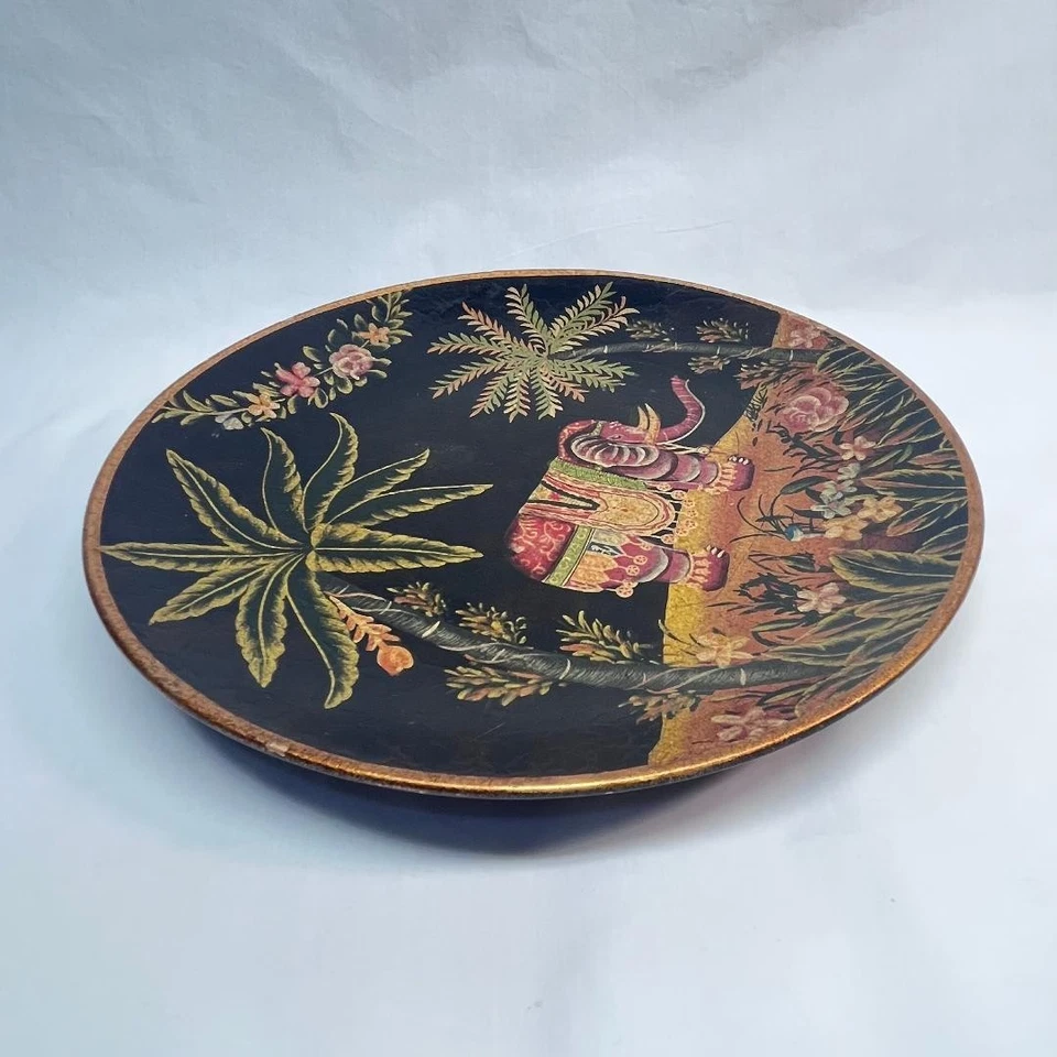 VTG Mid Century Mod Plate Elephant Palm Tree Collectible Flora Tusks10"Dia*READ* - Image 4 of 4