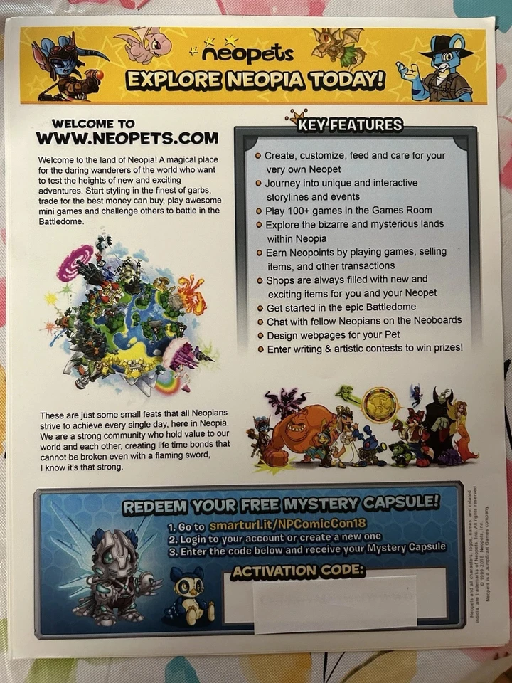 Neopets SDCC 2018 cápsula misteriosa + código de avatar - Imagem 2 de 4