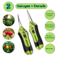 2X Ernteschere Gebogen + Gerade Doppelpack Gartenschere Pflanzenschere