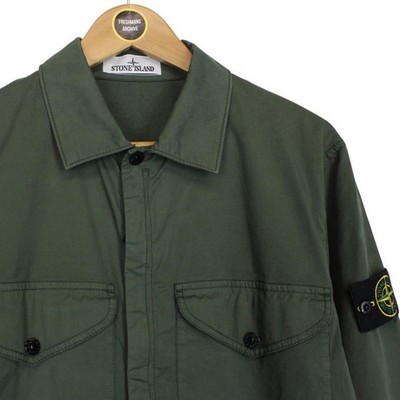 Stone Island AW 2024 Green Full Zip Supima Cotton Twill Overshirt
