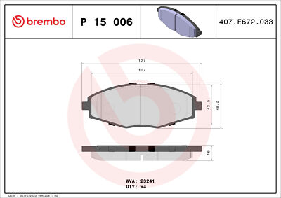 BREMBO P 15 006 Brake Pad Set, disc brake for BAOJUN (SGMW),CHANGAN,CHERY,CHEVRO