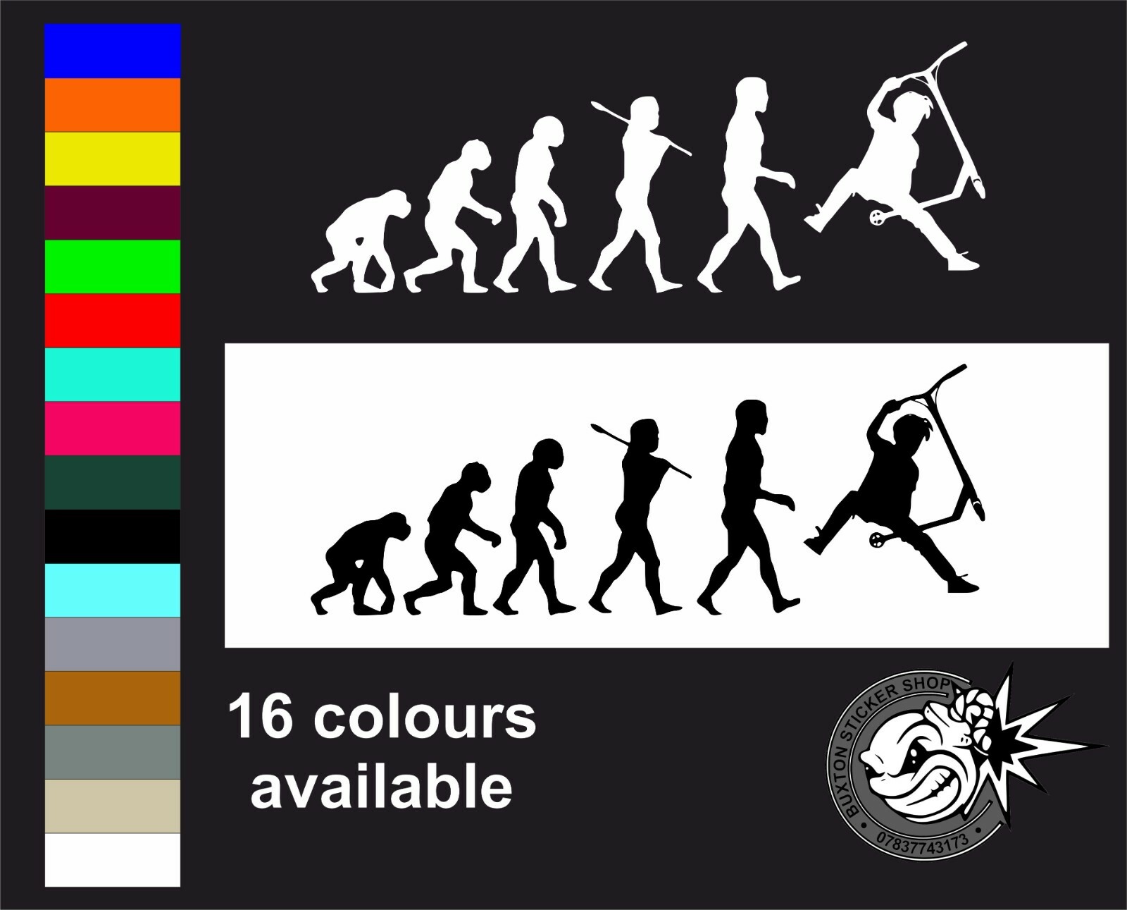 Calcomanía de vinilo SCOOTERS Evolution pegatina gráfica coche furgoneta de pared cámper estilo libre