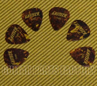 922-1351-100-6 (6) Genuine Gretsch Tortoise Thin 351 Celluloid Picks Guitar/Bass