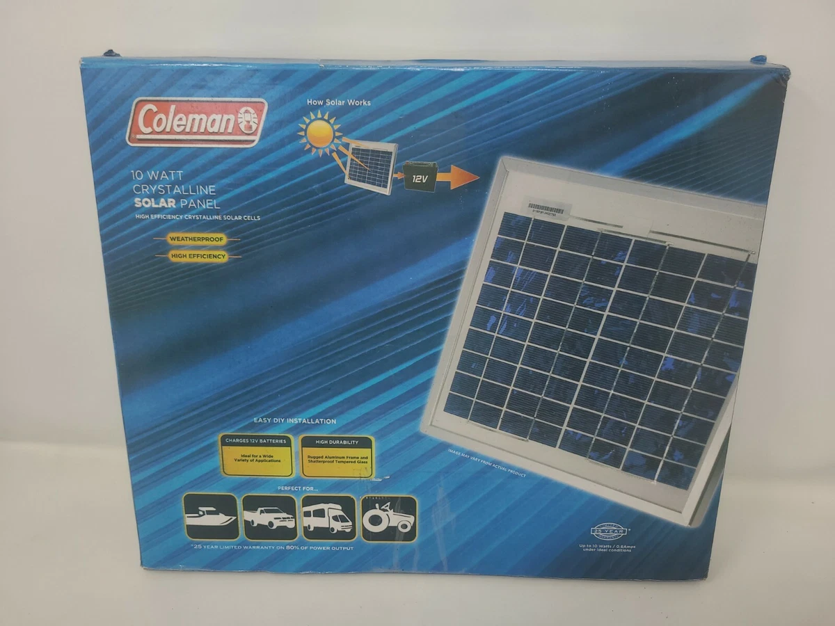 Coleman 10 Watt 12 Volt Crystalline Solar Panel 10W 12V Solar