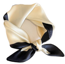 100 Silk 20" small square Scarf Women neckerchief Wrap Geometric black WY319