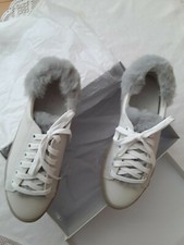 Yaya women women's shoes size 36 - white leather with fur trim - new in box