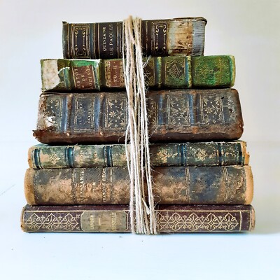 Antique French Book Stack – 6 Rare Books (1718–1924) | 300-Year