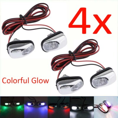 #ad 4Pcs Colorful LED Car Light Auto Windshield Washer Wiper Jet Water Spray Nozzle $13.53