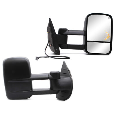 Towing Mirrors Power Heated Signal Fits 08-13 GMC Yukon XL 1500 Black Left+Right