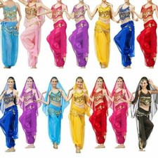 Costume danza del ventre Bollywood abito da ballo indiano festa carnevale top pantaloni set Regno Unito