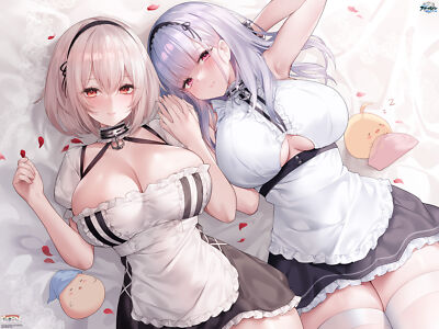 Anime girls sirius dido azur lane maid outfit cleavage Custom Gaming Mat Desk