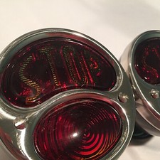 1928-31 Ford Model A Tail Lights With Stop Lens Polished Ss - 12v - 1 Pair