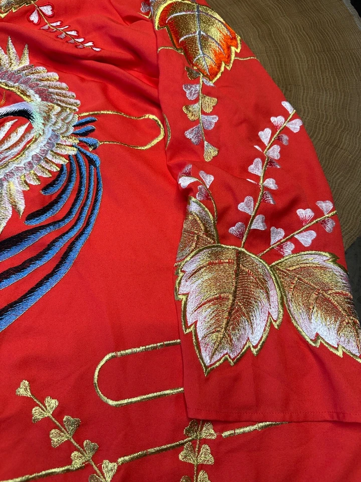 Asos Woman Shift Dress Size 20 Red Phoenix Bird Print Lined Zip Back Oriental - Image 3 of 4