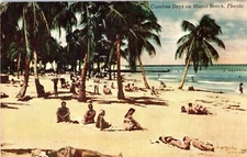 Carefree Days on Miami Beach Florida Postcard 
